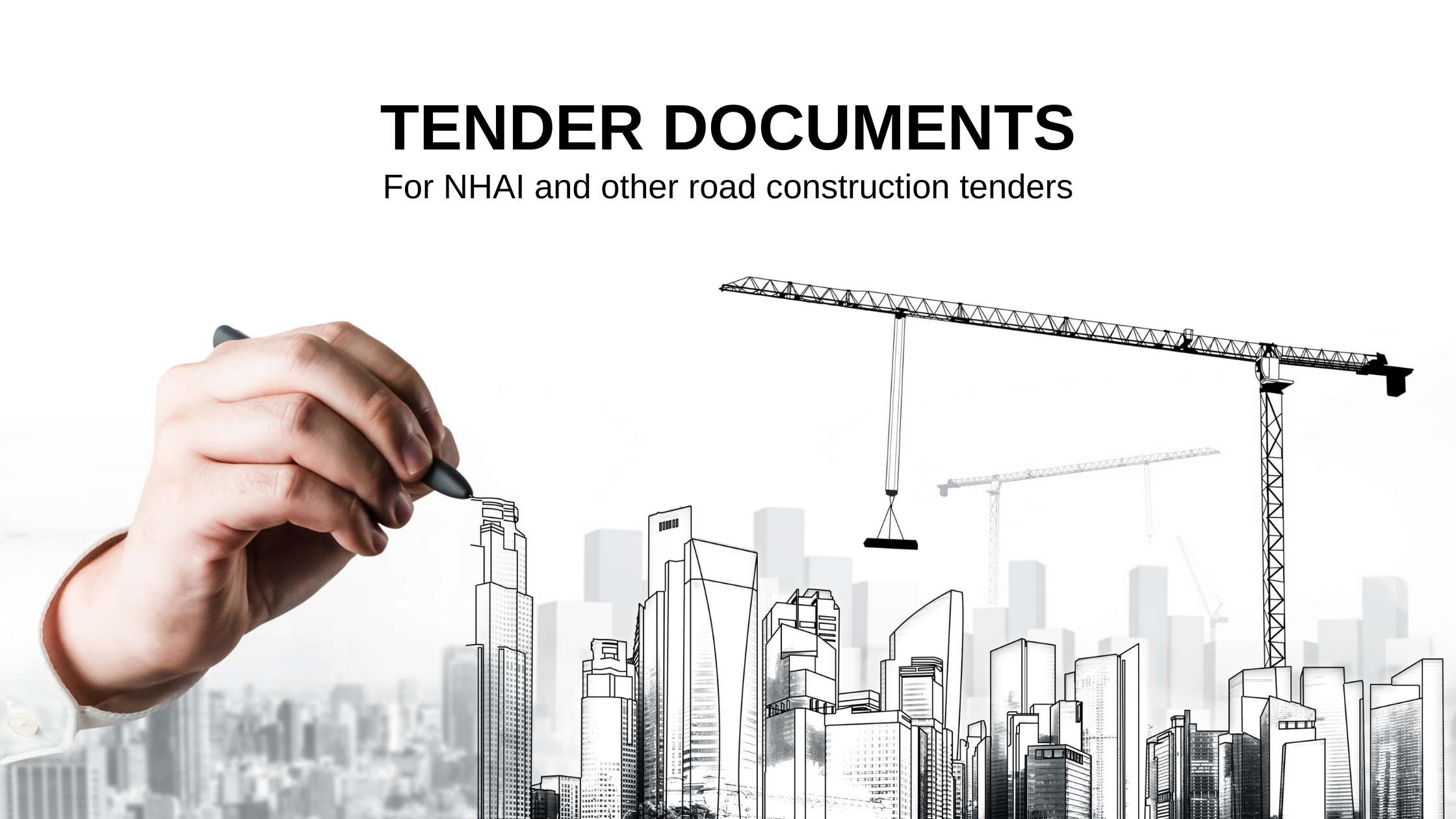 Construction image with tender documents or NHAI and road construction tenders as its heading