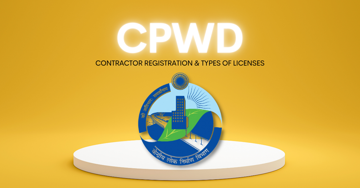 Image with CPWD with text- CPWD, Contractor registration and types of licenses