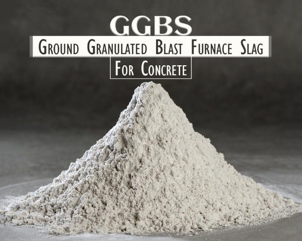 Picture of blast furnace cement with the text - ground granulated blast furnace slag for concrete
