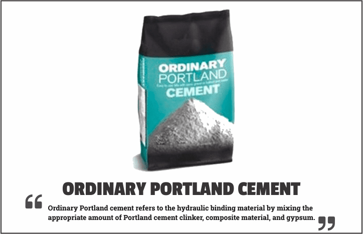 Picture of a bag of ordinary portland cement with its description