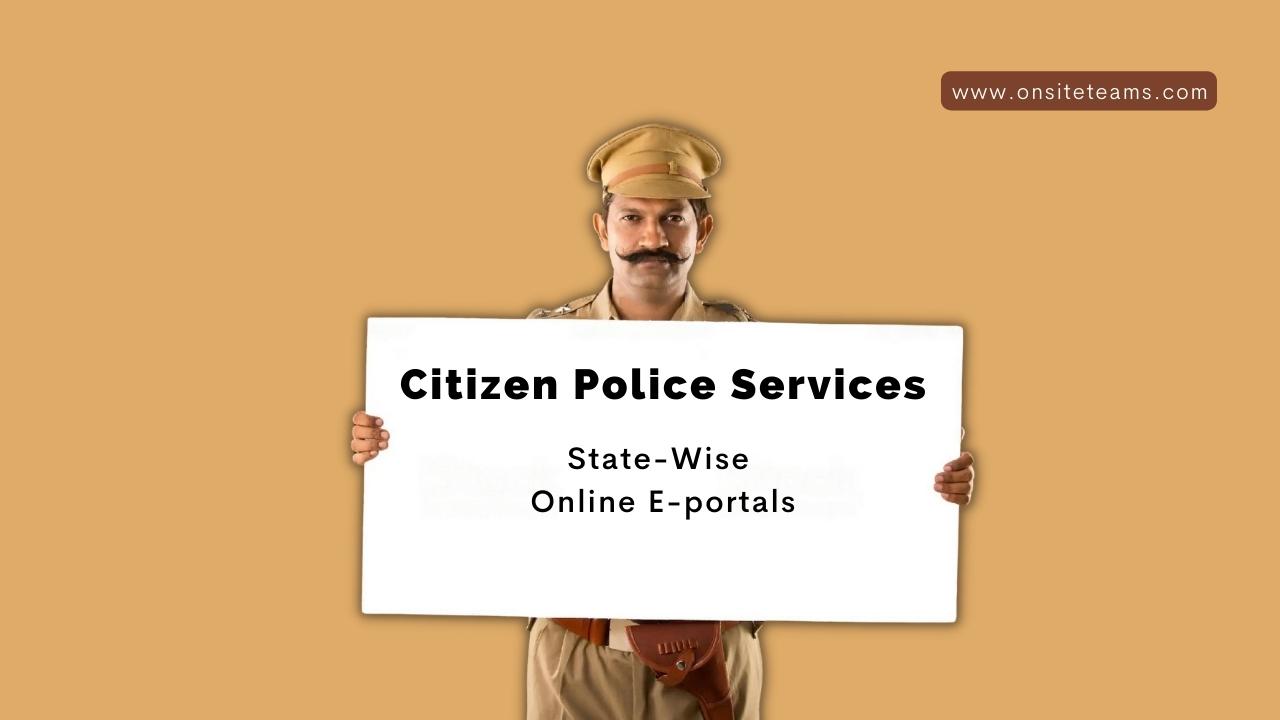 Picture of a police man holding a banner. Banner has the following text - Citizen police service