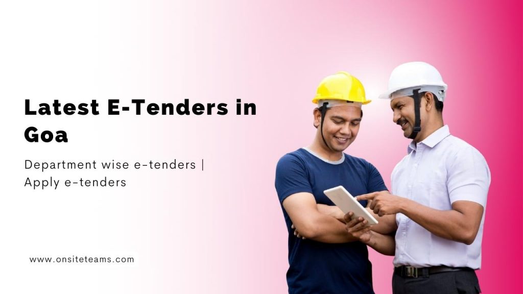 Picture of two construction workers with the heading- Latest e-tenders in Goa