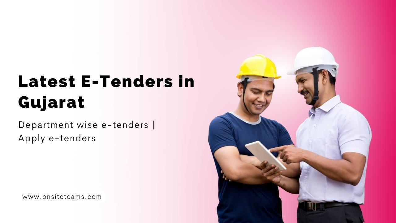 Picture of two construction workers with the heading- Latest e-tenders in Gujarat