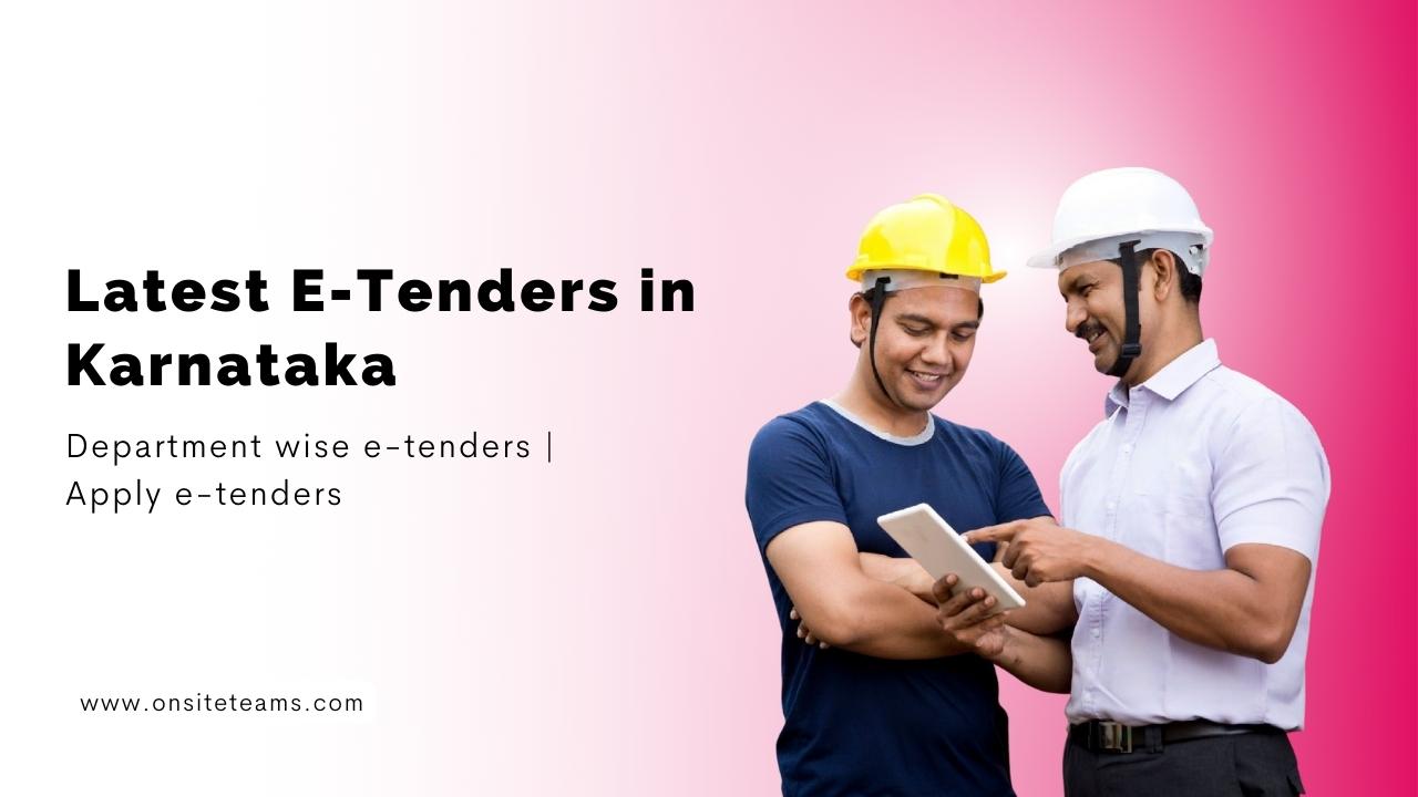 Picture of two construction workers with the heading- Latest e-tenders in Karnataka