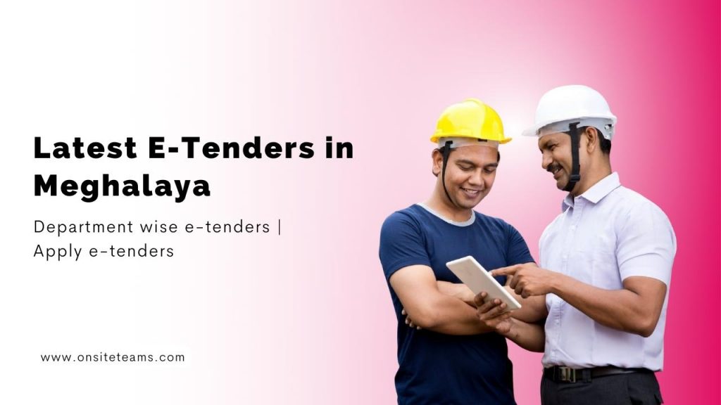 Picture of two construction workers with the heading- Latest e-tenders in Meghalaya