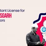 Picture of a construction worker and logo of official departments of Chhattisgarh government. Picture has the following text - All important license for Chhattisgarh contractors