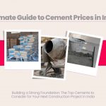 Picture showing cement application in construction. Image has the following heading text - Ultimate guide to cement prices in India