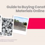 Image showing pictures of construction materials. Image has the following heading text - Guide to buying construction materials online in India