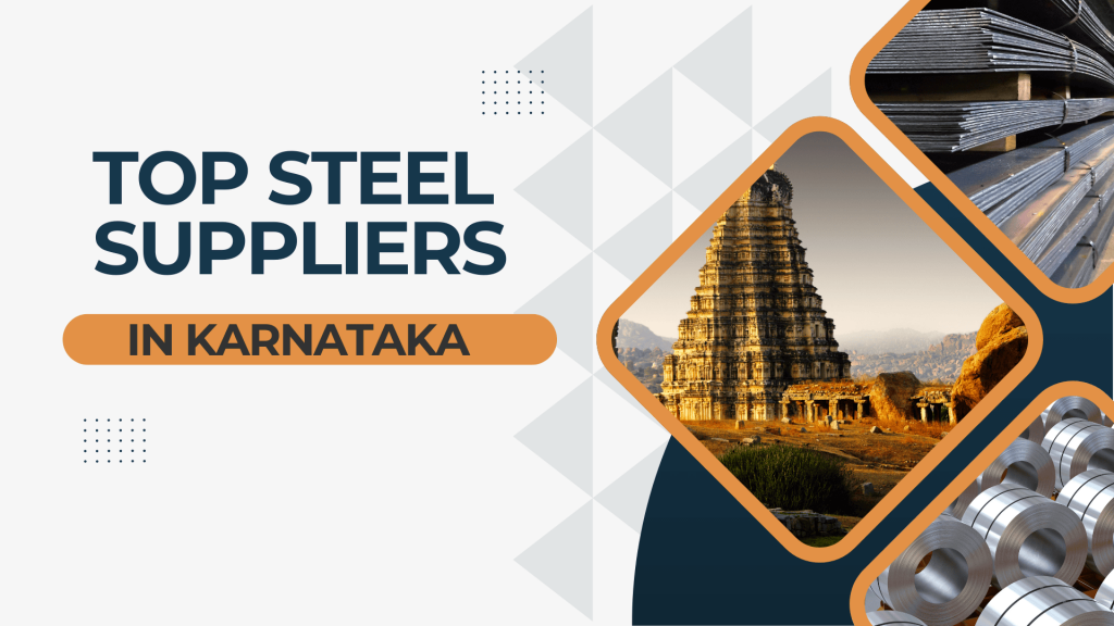 This image contains the image of steel and Karnataka. This image contains the following meta text: Top Steel Suppliers in Karnataka.