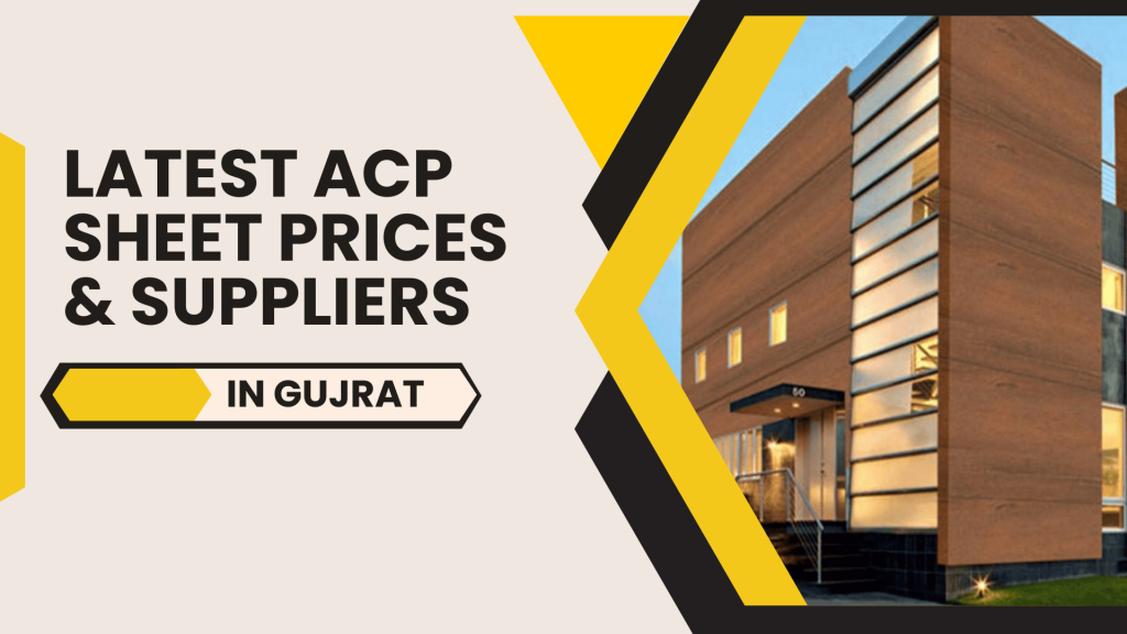 This image contains a house covered with Wooden ACP Sheets. This image contains the following text: Latest ACP Sheet Prices & Suppliers in Gujrat.