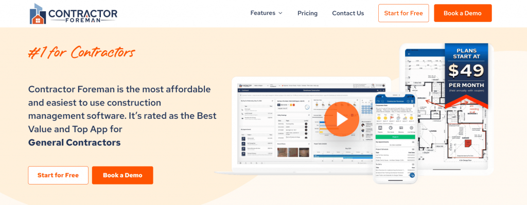 This image has the homepage of Contractor Foreman. This image contains the following meta text: #1 for contractors