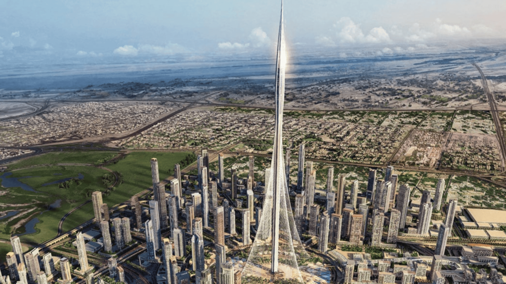 This image contains Dubai Creek Tower in the UAE.