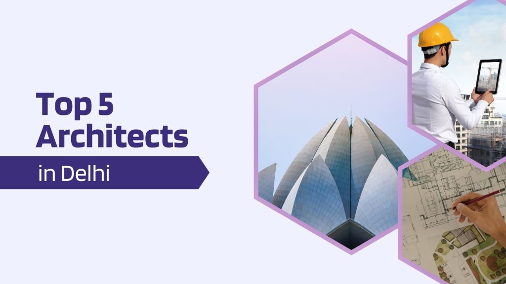This image has a view of Lotus Temple and an architect. This image contains the following meta text: Top 5 Architects in Delhi