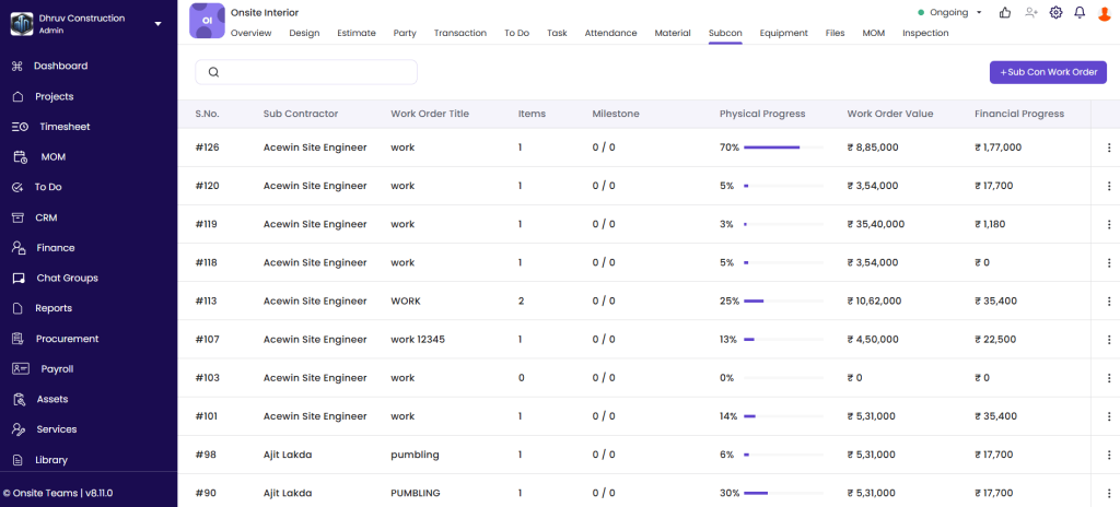 This image has a screen of Onsite Construction Management Software