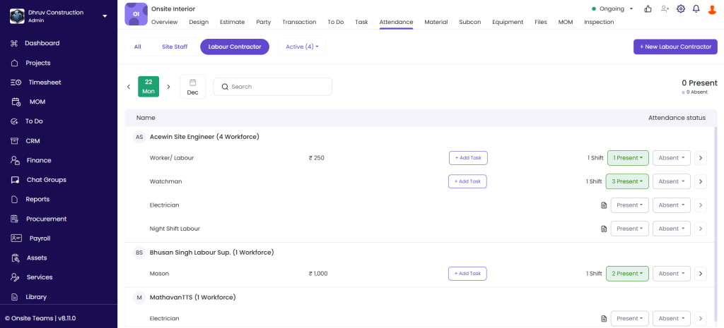 This image has a screen of Onsite Construction Management Software