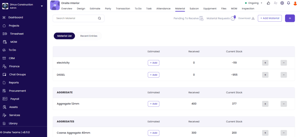 This image has a screen of Onsite Construction Management Software