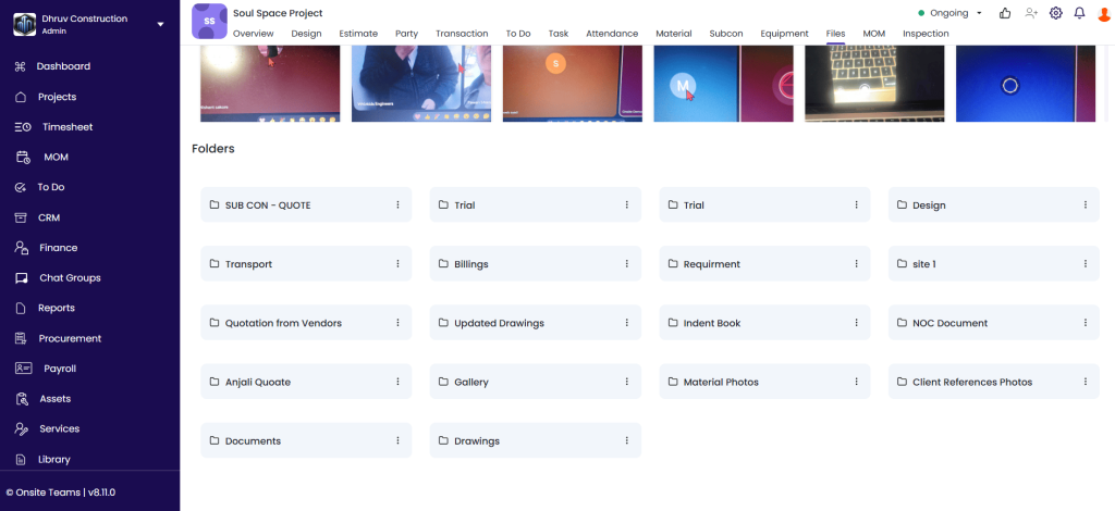 This image has a screen of Onsite Construction Management Software