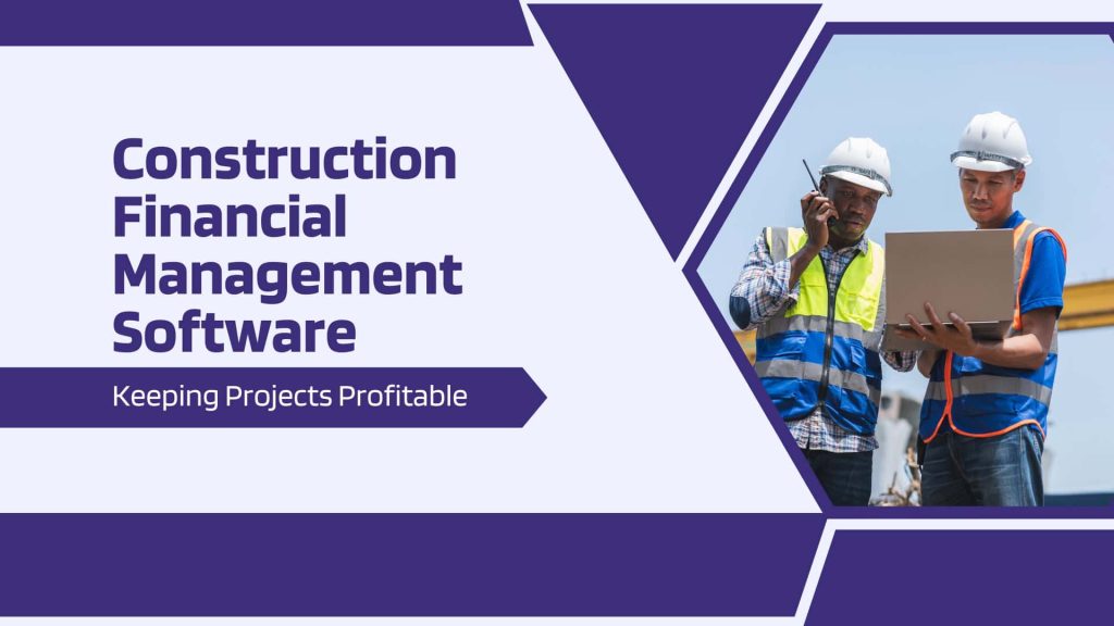 This image has two labor holding a laptop. This image has the following meta text: Construction Financial Management Software: Keeping Projects Profitable