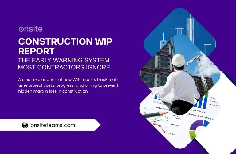 This image has a contractor at a construction site. This image has the following meta text: Construction WIP Report: The Early Warning System Most Contractors Ignore