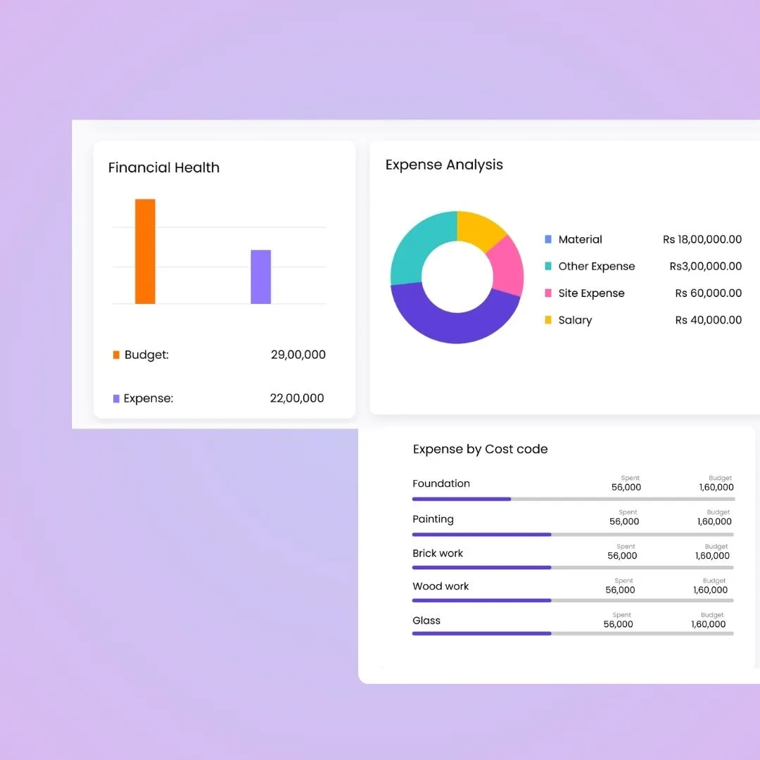 expense dashboard of onsite construction software