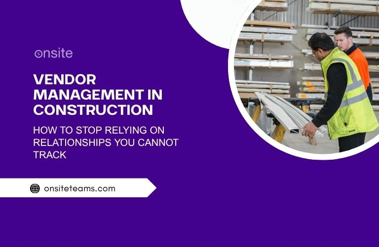 This image has contractors managing material. This image has the following meta text: Vendor Management in Construction: How to Stop Relying on Relationships You Cannot Track