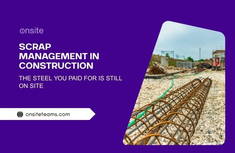 This image has construction material at construction site. This image has the following meta text: Scrap Management in Construction: The Steel You Paid For Is Still on Site