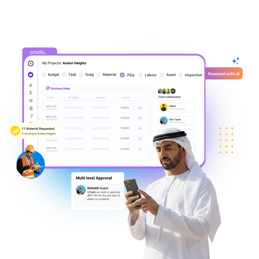 Project and site control dashboard — Onsite construction management software Saudi Arabia