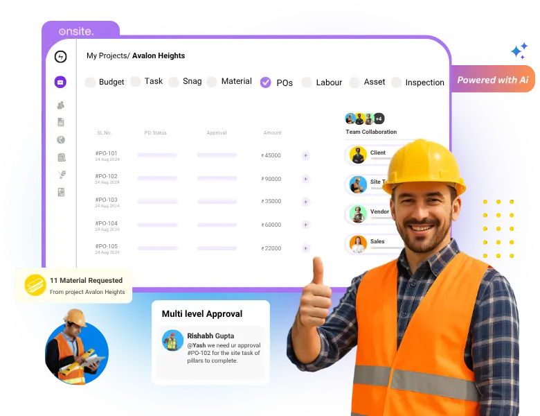 Onsite purchase order for an Australian construction project
