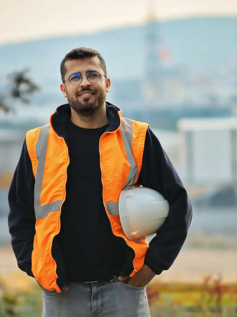 Civil contractor supervising road project