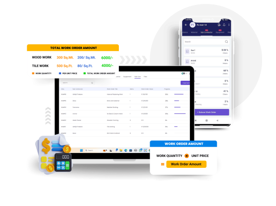 image showing ui of onsite subcontractor management software work done amount module